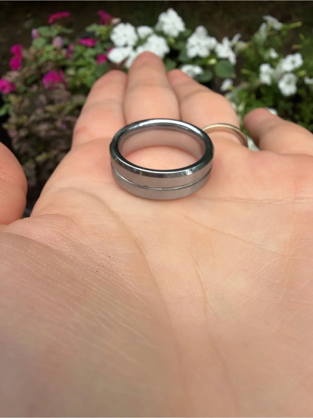 Men's Black and Silver Stainless Steel Ring
